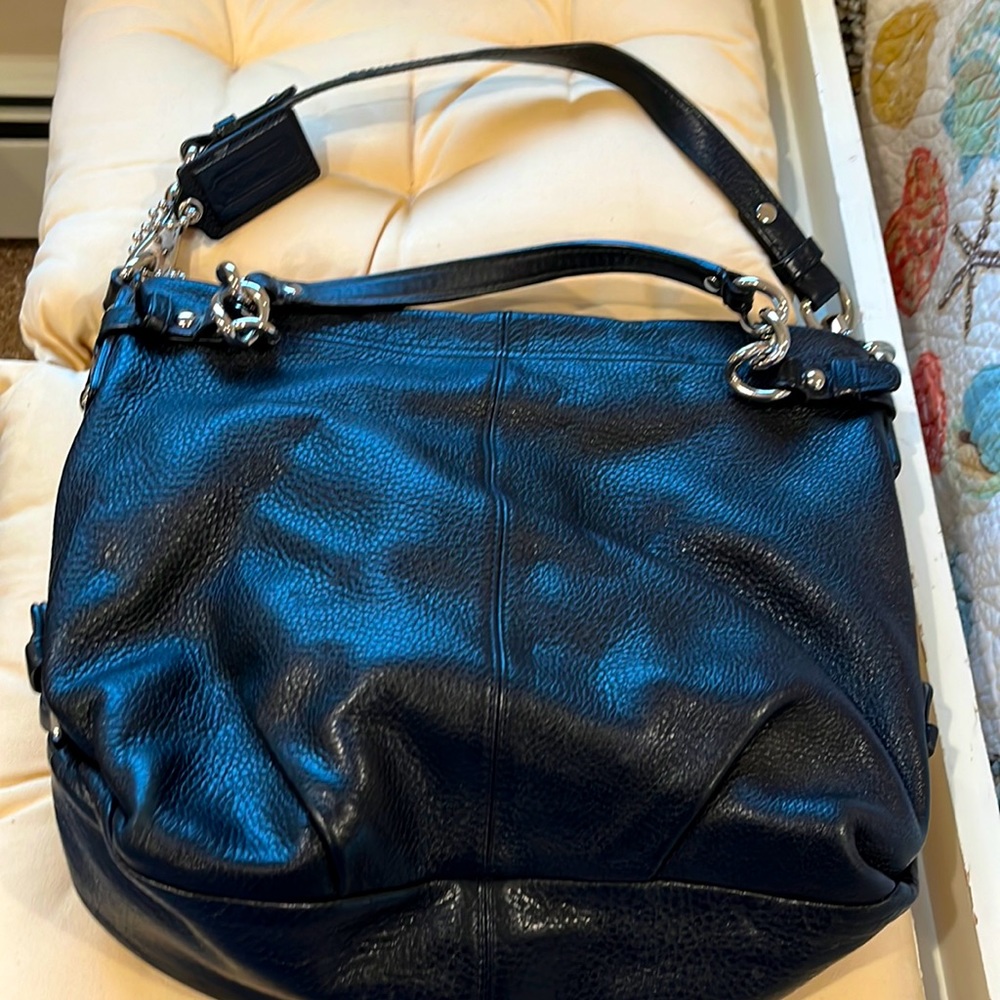 Black pebble leather coach bag